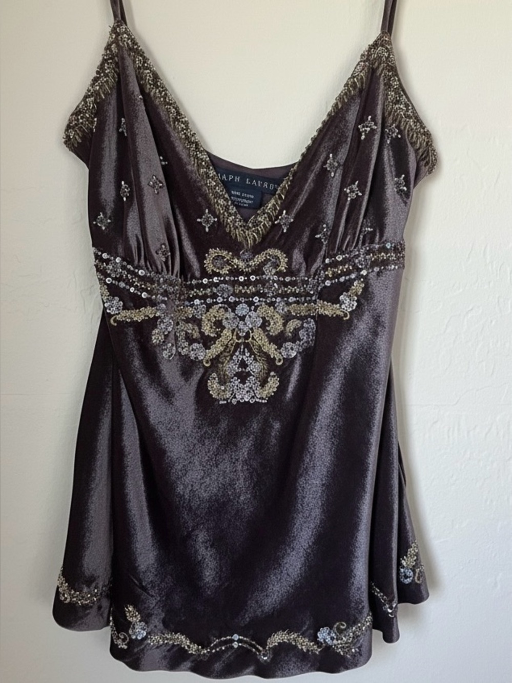 Ralph Lauren Blue Label Vintage Collection Velvet Embellished Camisole size 8